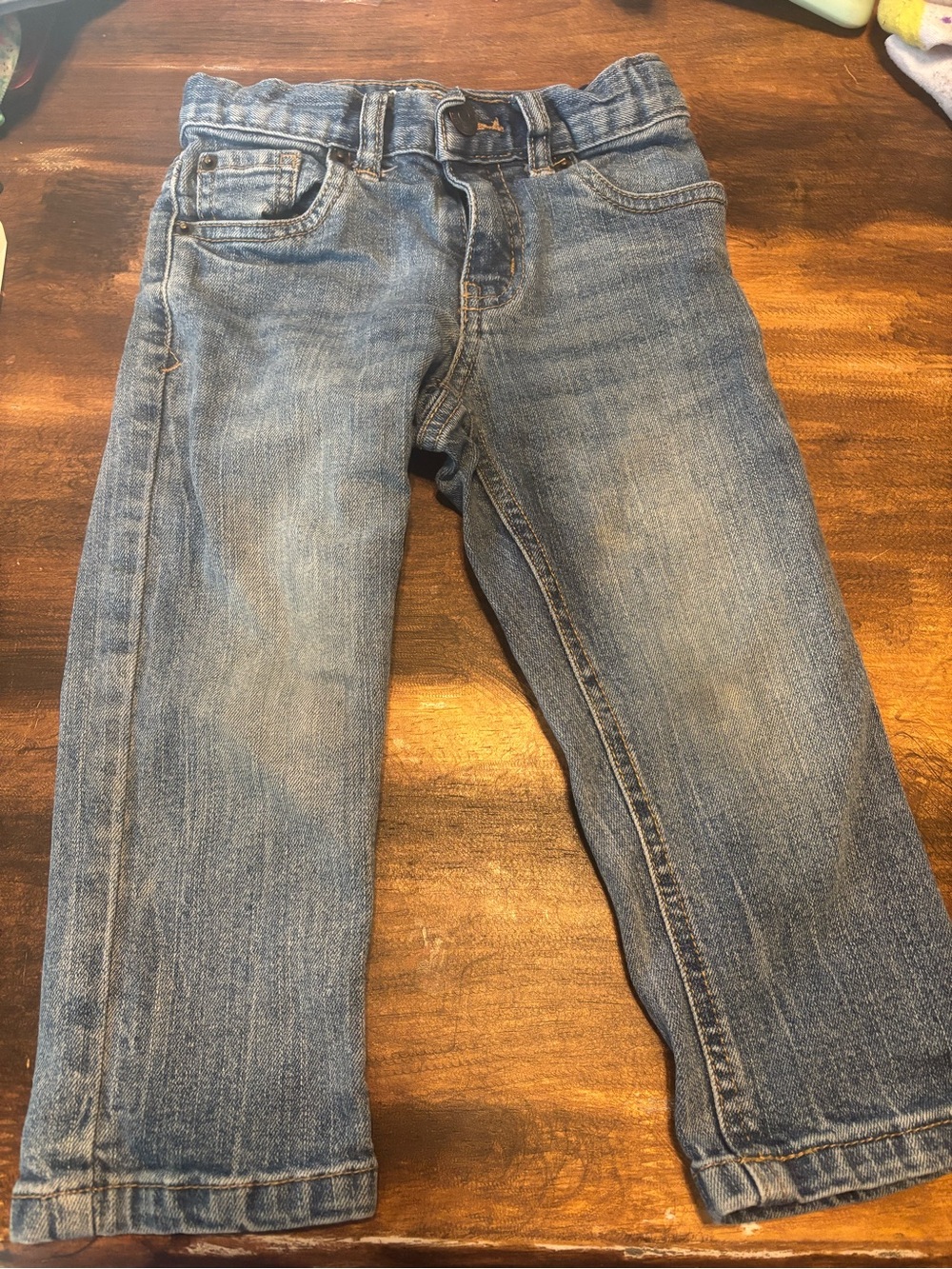 Cat & Jack Light Blue Straight Jeans size 2t like new dark wash adjustable waist